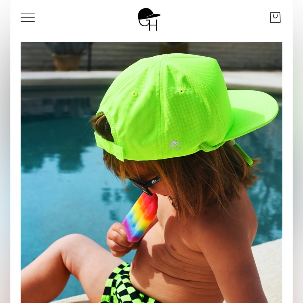 EUC george hats baby toddler neon yellow green surf hat 6-24m
